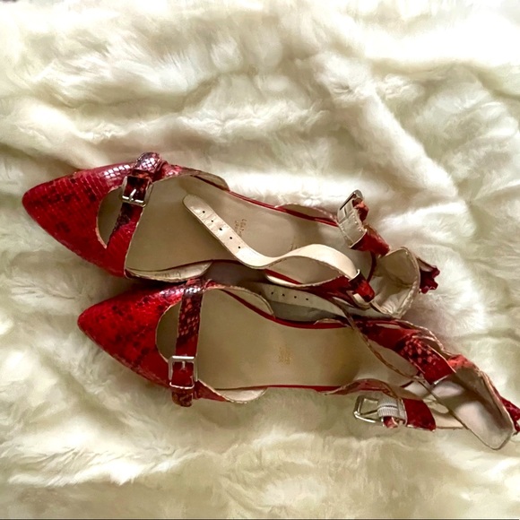 Summit Red Ankle Strap Flats, Size 41 - Picture 1 of 4